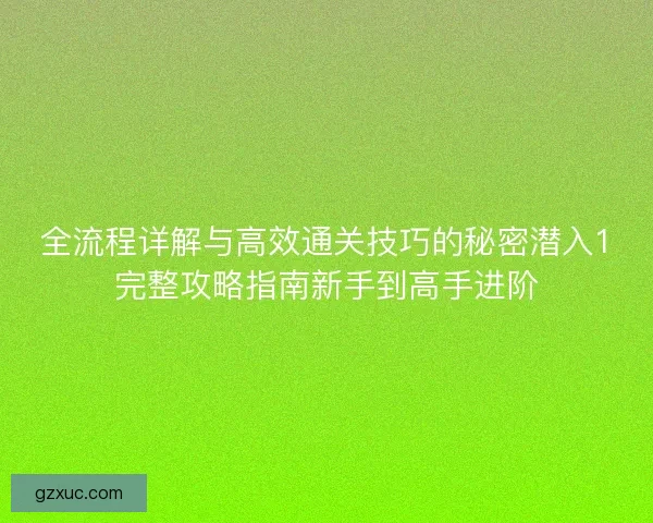 全流程详解与高效通关技巧的秘密潜入1完整攻略指南新手到高手进阶