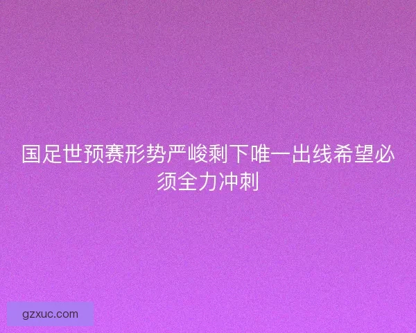 国足世预赛形势严峻剩下唯一出线希望必须全力冲刺